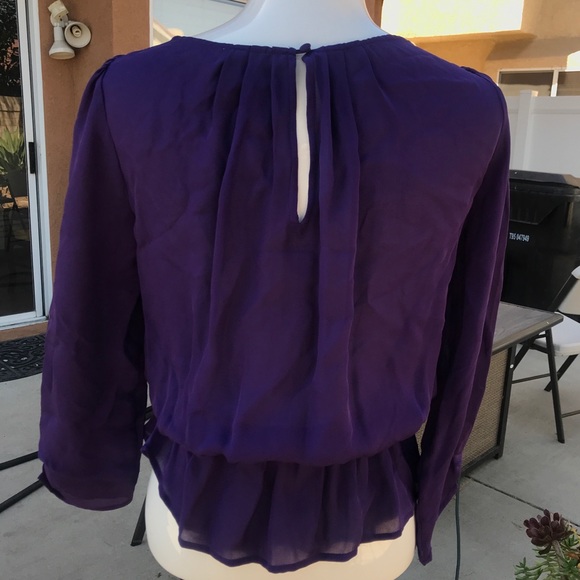 Joie 100% Silk Purple Peplum Blouse - Picture 3 of 6